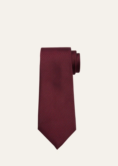 Charvet Men's Herringbone Silk Tie In Burgundy