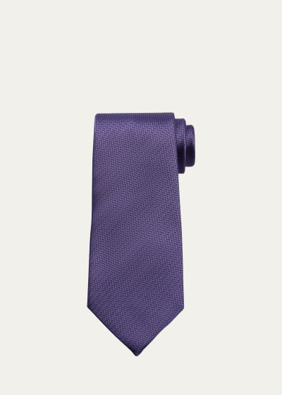 Charvet Men's Herringbone Silk Tie In Purple