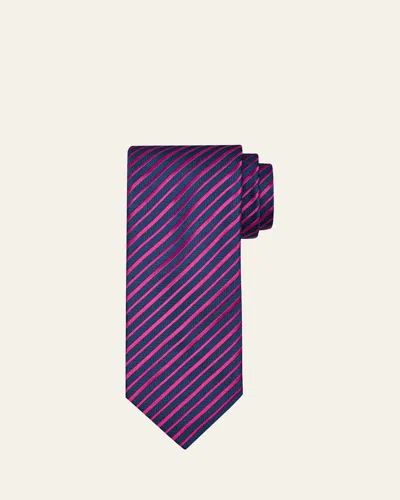 Charvet Men's Herringbone Stripe Silk Tie In Pink