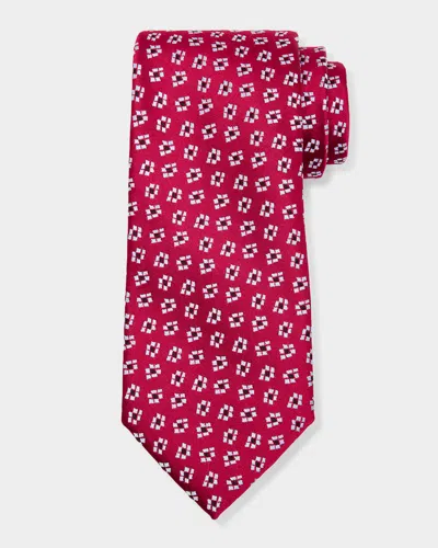 Charvet Men's Jacquard Woven Geometric Silk Tie In Burgundy