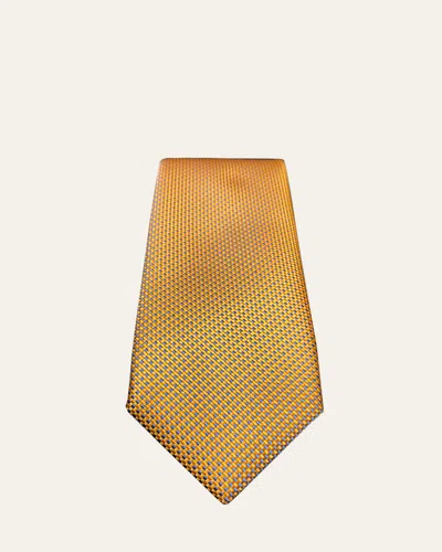 Charvet Men's Micro Basketweave Tie In Yellow/blue