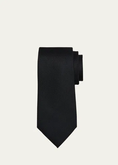 Charvet Men's Micro-jacquard Silk Tie In Black