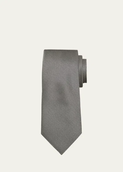 Charvet Men's Micro-jacquard Silk Tie In White