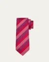 Charvet Men's Micro-texture Diagonal Stripe Silk Tie In Multi