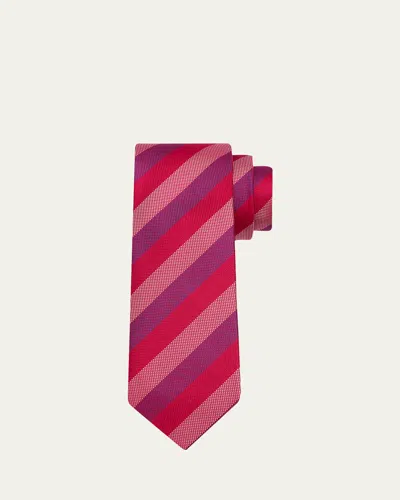 Charvet Men's Micro-texture Diagonal Stripe Silk Tie In Multi