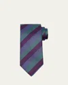 Charvet Men's Micro-texture Diagonal Stripe Silk Tie In Blue