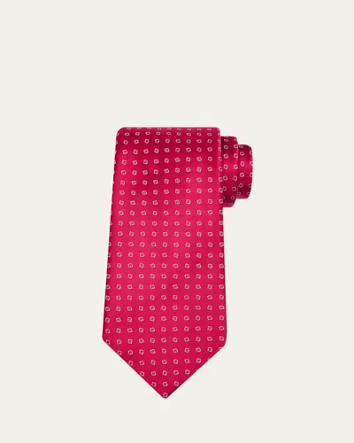 Charvet Men's Micro-geometric Jacquard Silk Tie In Blue