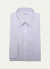 Charvet Men's Multi-stripe Point-collar Dress Shirt In Ppl Wht
