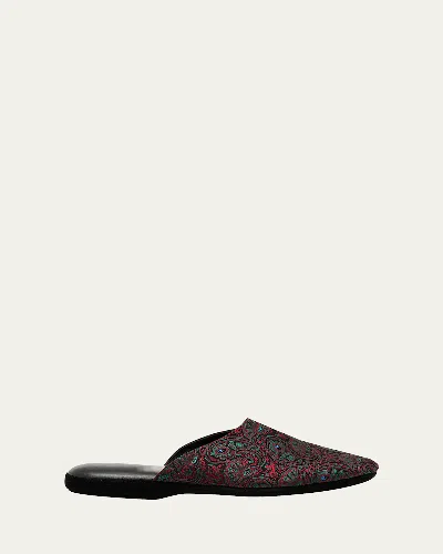 Charvet Men's Paisley Silk & Leather Slippers