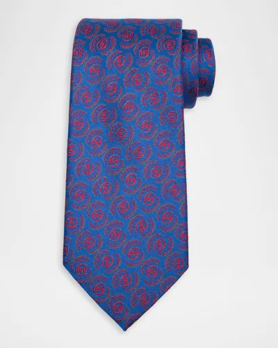 Charvet Men's Paisley Woven Silk Tie In Blue