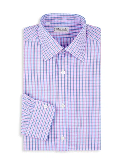 Charvet Men's Plaid Cotton Chambray Dress Shirt In Pink