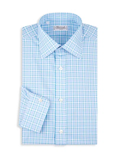 Charvet Men's Plaid Cotton Dress Shirt In Blue
