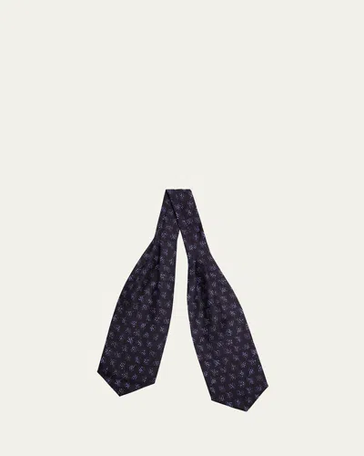Charvet Men's Printed Silk Neck Scarf In 9-blk Blu