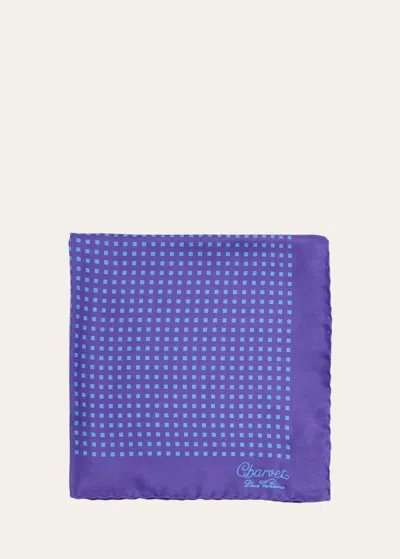 Charvet Men's Printed Silk Pocket Square In Purple/blue
