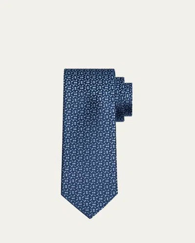 Charvet Men's Semi-circle Woven Silk Tie In 3-blu