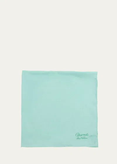 Charvet Men's Silk Logo-print Pocket Square In Green