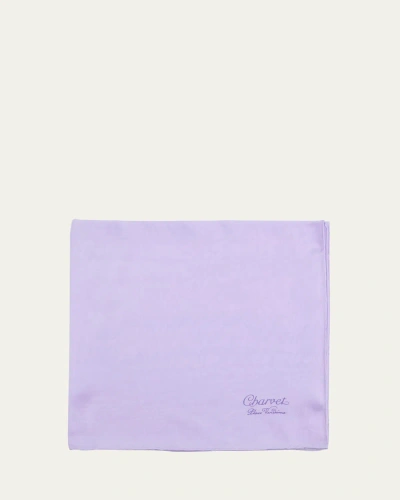 Charvet Men's Silk Logo-print Pocket Square In Lavender