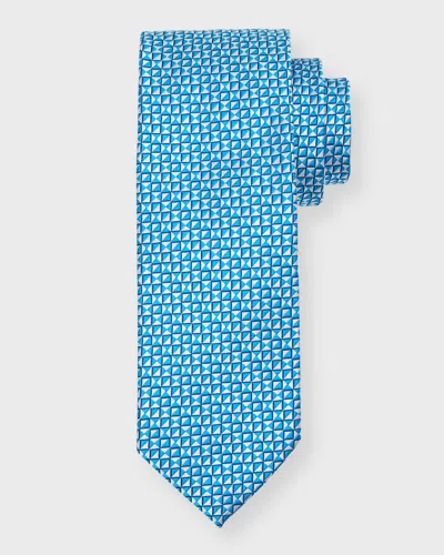 Charvet Men's Silk Micro-geometric Tie In Sky