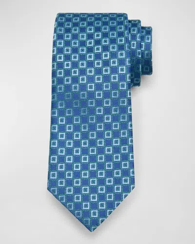 Charvet Men's Silk Micro-square Jacquard Tie In Blue