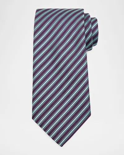 Charvet Men's Silk Multi-stripe Tie In Blue