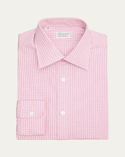 Charvet Men's Slim-fit Cotton Mini Check Sport Shirt In Pink W Nvy
