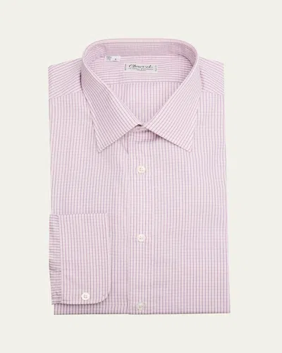 Charvet Men's Slim Graph Check Dress Shirt In Pink Wht