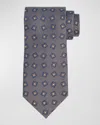 Charvet Men's Square-print Silk Tie In Gray