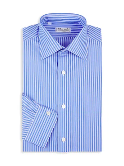 Charvet Men's Striped Cotton Dress Shirt In Blue
