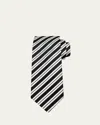 Charvet Men's Striped Silk Tie In Black