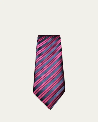 Charvet Men's Striped Silk Tie In Blue/purple