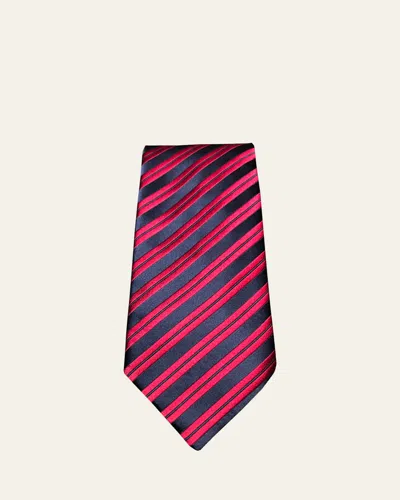 Charvet Men's Striped Silk Tie In Blue/red