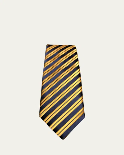 Charvet Men's Striped Silk Tie In Blue/yellow