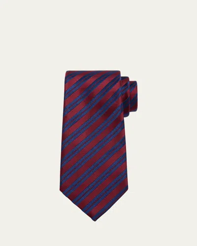 Charvet Men's Striped Silk Tie In Burgundy