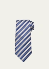 Charvet Satin Stripe Tie In Silver