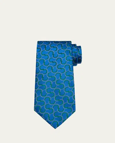 Charvet Men's Swirl-pattern Silk Tie In 3-nvy