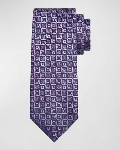 Charvet Men's Tonal Geometric Silk Jacquard Tie In 11-purple