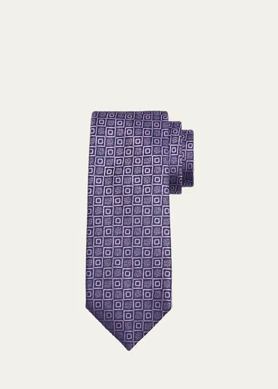 Charvet Men's Tonal Geometric Silk Jacquard Tie In Purple