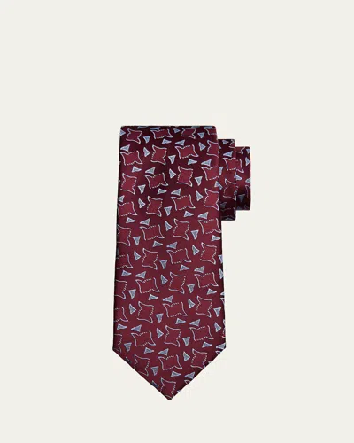 Charvet Men's Woven Geometric Square Silk Tie In 9-bur