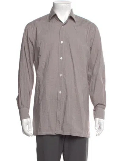 Pre-owned Charvet Plaid Print Long Sleeve Dress Shirt In Brown