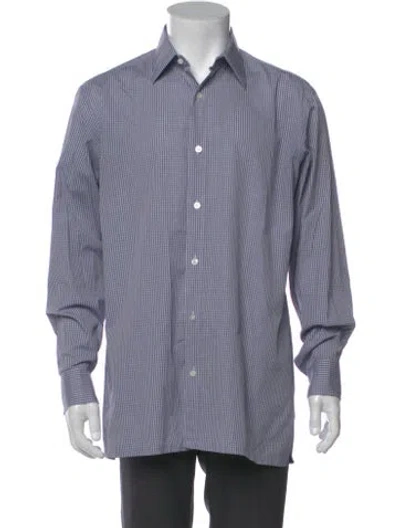 Pre-owned Charvet Plaid Print Long Sleeve Shirt In Gray
