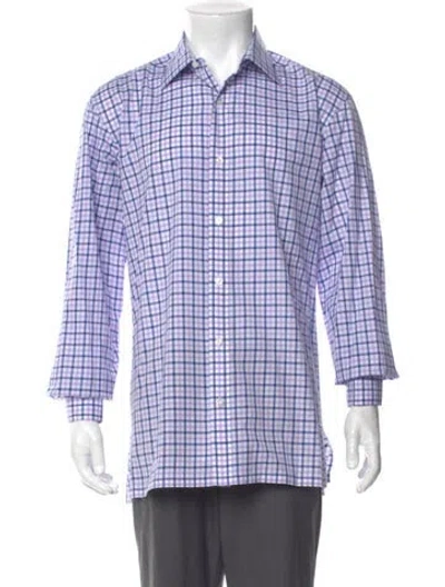 Pre-owned Charvet Plaid Print Long Sleeve Shirt In Purple