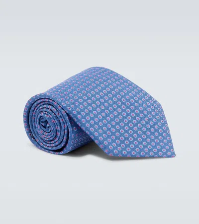 Charvet Polka-dot Silk Tie In Blue