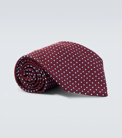 Charvet Polka-dot Silk Tie In Burgundy