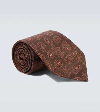 Charvet Silk Jacquard Tie In Brown