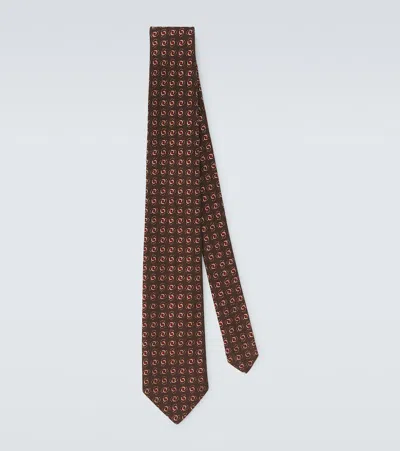 Charvet Silk Jacquard Tie In Brown