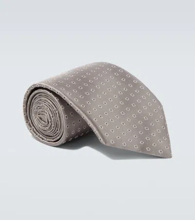 Charvet Silk Jacquard Tie In Gray