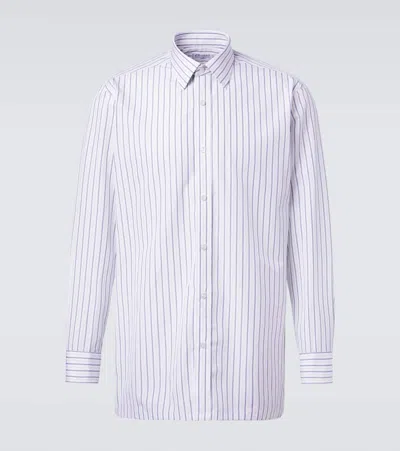 Charvet Striped Cotton Poplin Shirt In White