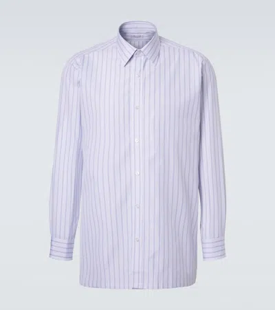 Charvet Striped Cotton Poplin Shirt In Blue