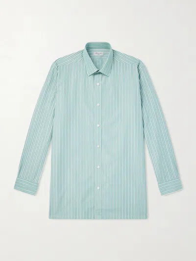 Charvet Striped Cotton-poplin Shirt In Green