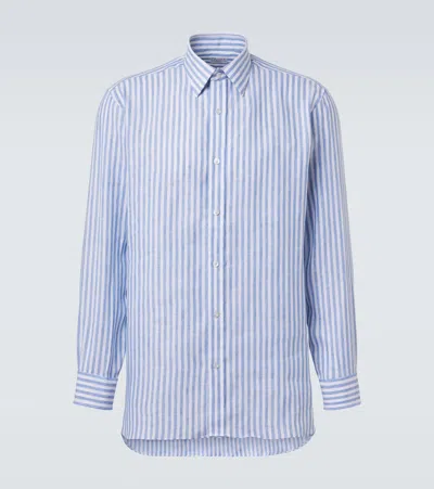Charvet Striped Linen Shirt In Blue